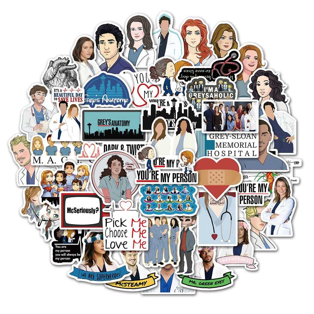 TV Series Greys Anatomy Stickers Pack | Famous Bundle Stickers | Waterproof Bundle Stickers