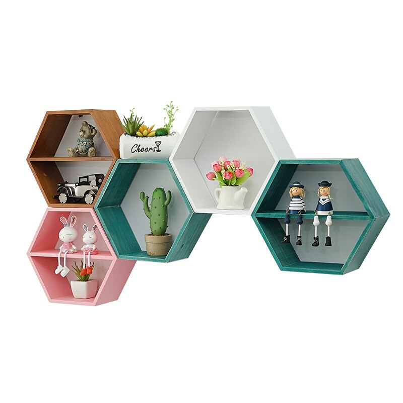 Étagère murale hexagonale en bois : pour un rangement élégant