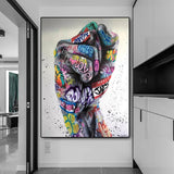 Hand Fist Gesture Graffiti Canvas Wall Art