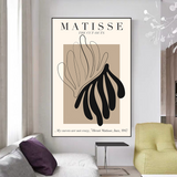 Henri Matisse Body Line Leaf Boho Black Beige Canvas Wall Art