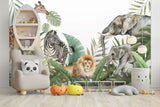 Jungle Safari Wallpaper Mural - Vibrant Wildlife Wall Decor