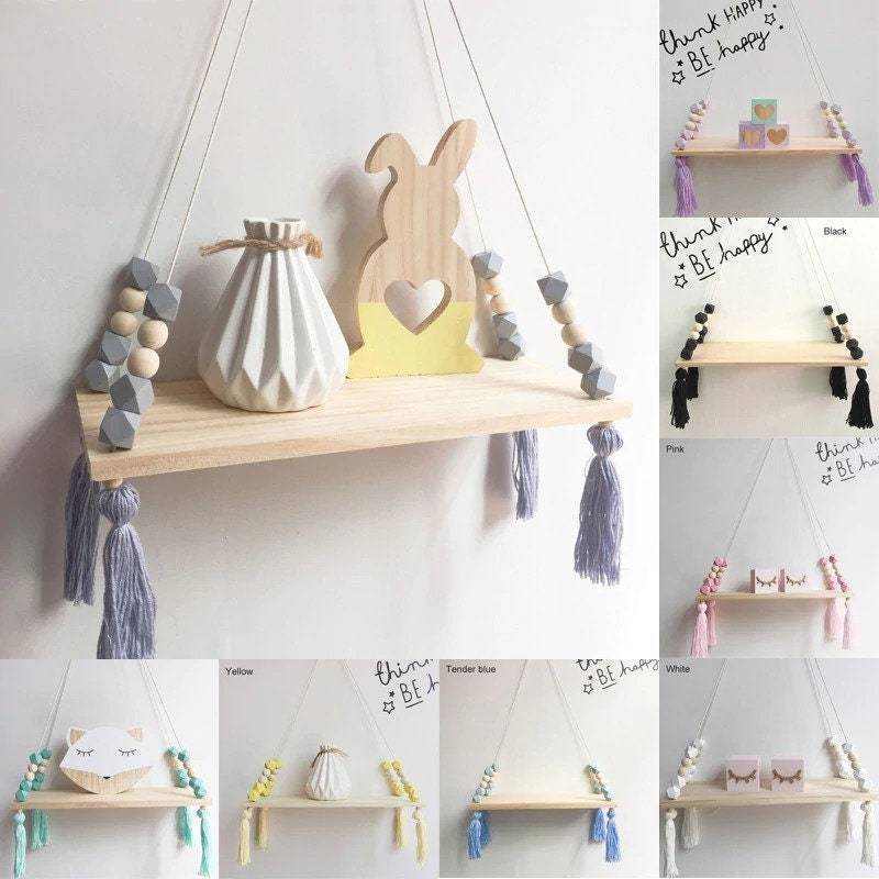 Kids Nursery Storage Shelf Rack Wall Hanging | Wooden Hanging Shelf for Kids room | Kids Room Decor Wall Hanging