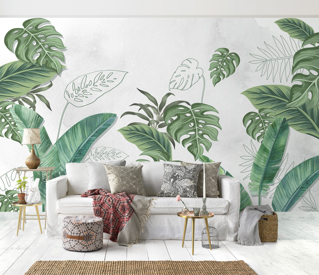 Large Green Leaves - Tropical Wallpaper Murals