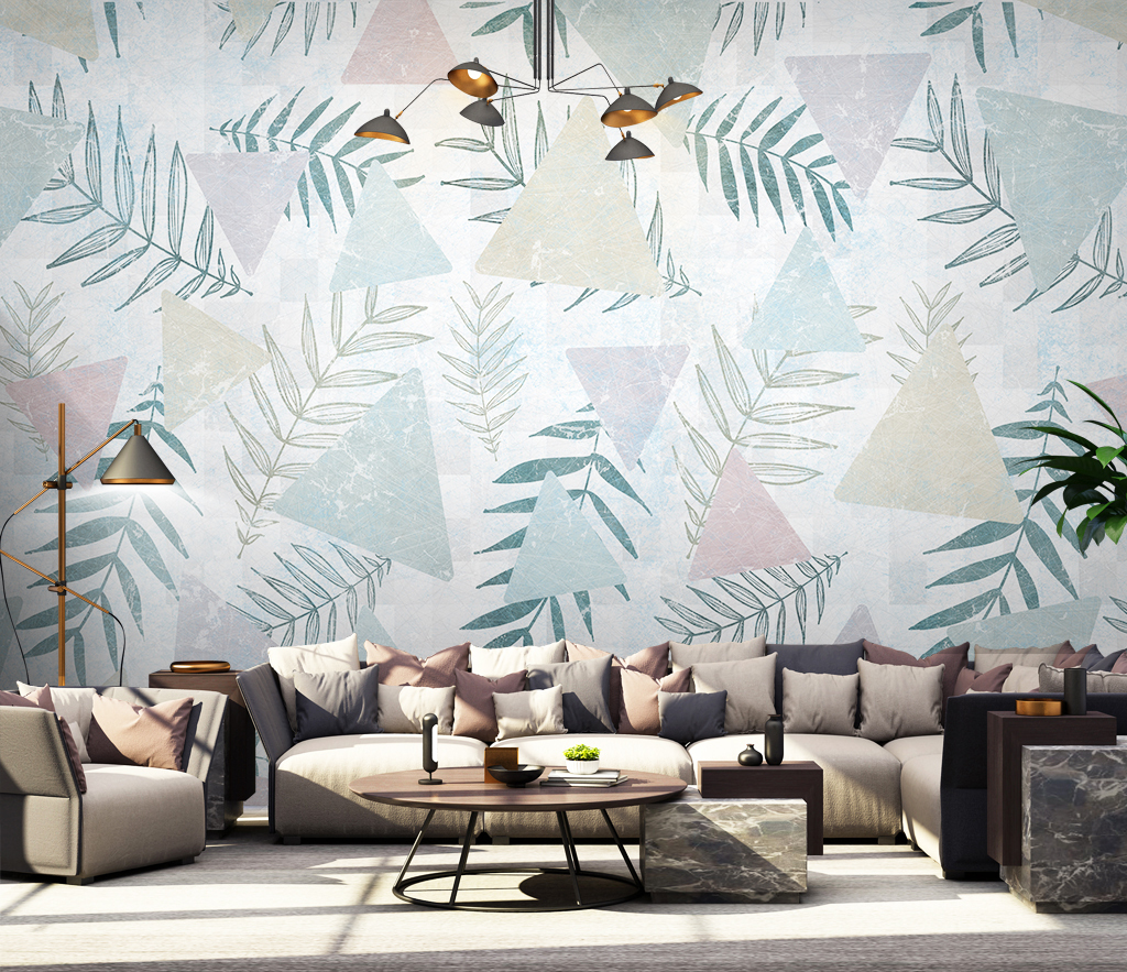 Leaf Wallpaper Murals Geometric Pattern