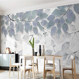 Leafy Elegance Minimalist Dining Room Wall Mural