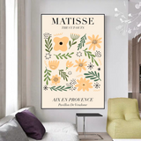 Matisse Flowers Leaf Coral Lemon Abstract Canvas Wall Art
