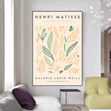 Matisse Flowers Leaf Coral Lemon Abstract Canvas Wall Art