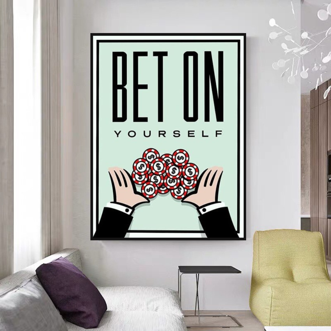 Monopoly Bet on Yourself Card Canvas Wall Art