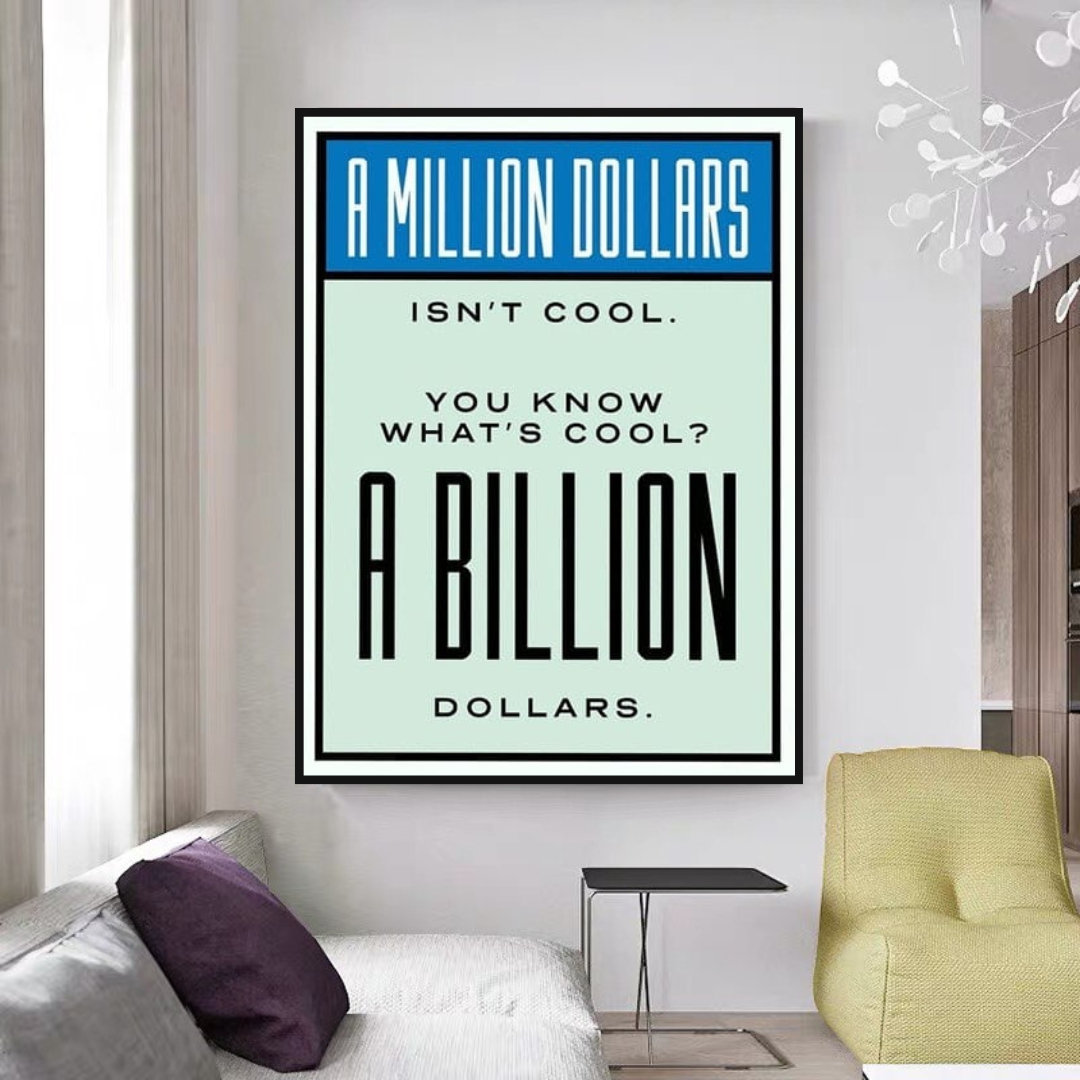 Monopoly Cool Billion Dollars Card Canvas Wall Art