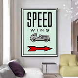 Monopoly Speed Wins Card Canvas Wall Art