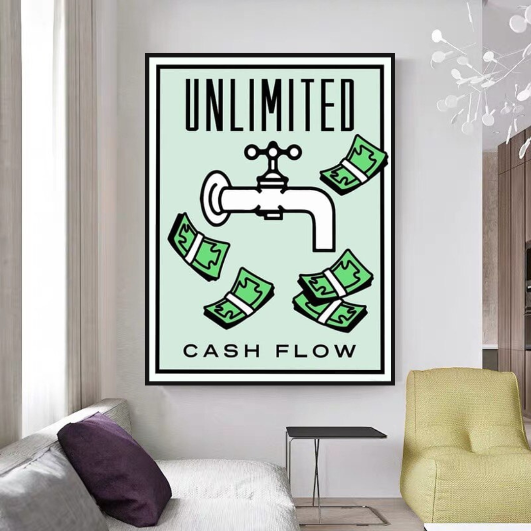 Monopoly Unlimited Cash Flow Card Canvas Wall Art