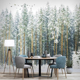 Nordic Forest Bird Scenery Wallpaper for Home Wall Decor