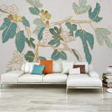 Nordic Golden Embossed Line Leaf Wallpaper for Home Wall Decor