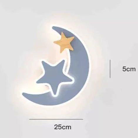 Lámpara de pared de cohete luna estrella | Decoración de iluminación para la habitación de los niños