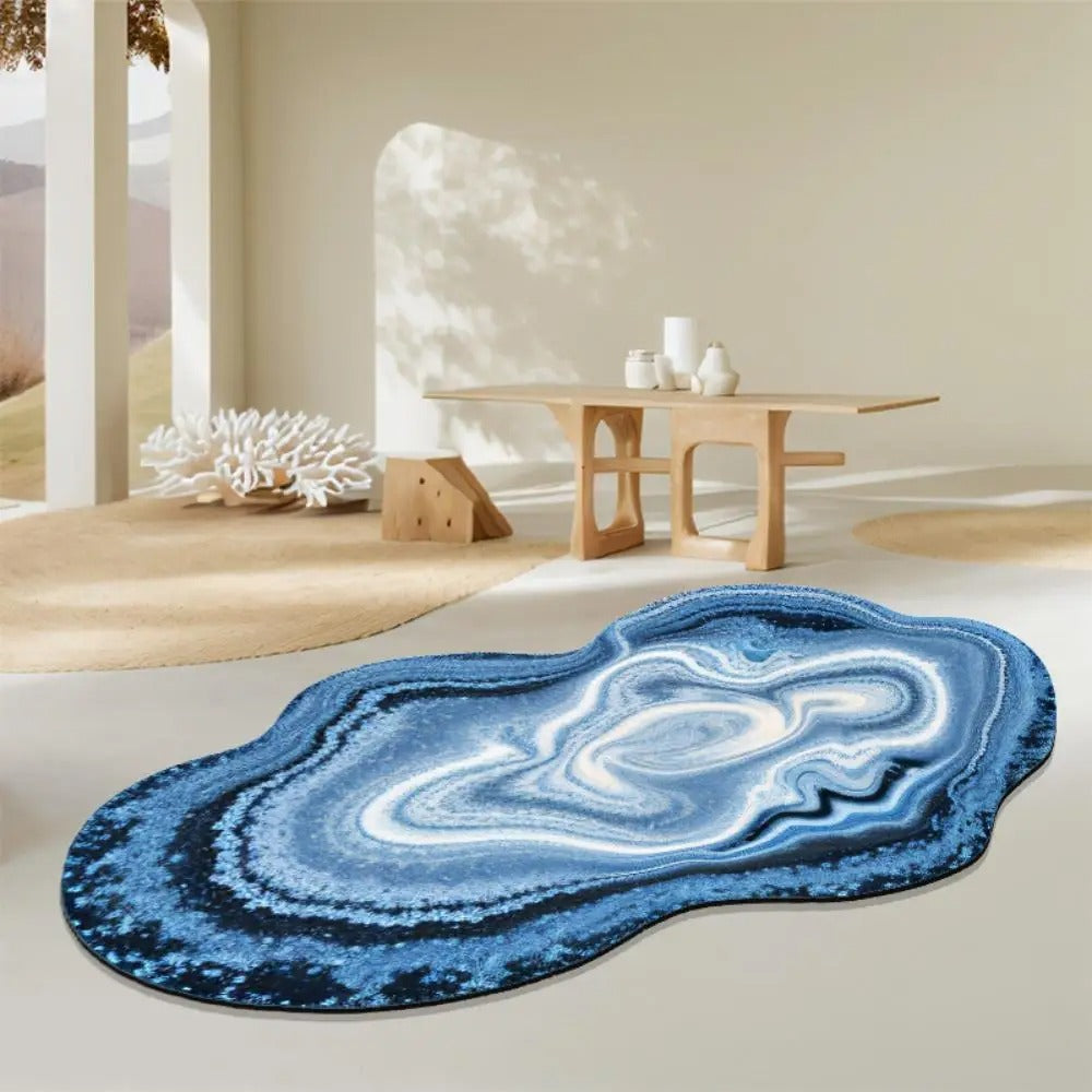 Ocean Wave Blue Lines Rug