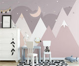 Pinkish Mountains Nursery Wallpaper