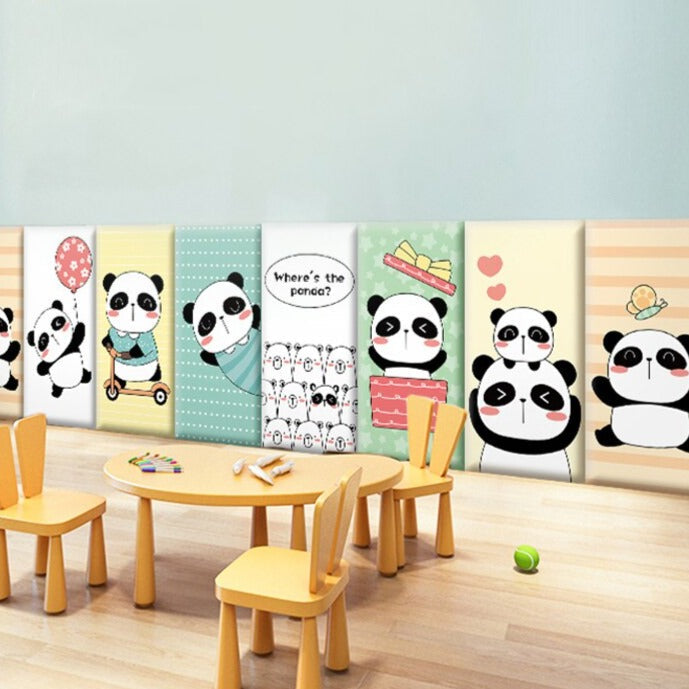 Playful Jungle Pandas Kids Wall Padded Safety Cushions