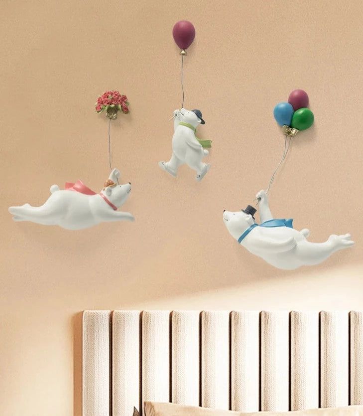 Polar Bear Clouds Wall Hanging Decor for Kids Nursery