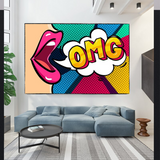 Pop Art Comic WOW OMG Pink Lips Toile Wall Art