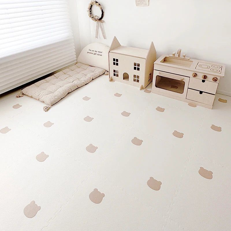 Carreaux de tapis de jeu de puzzle - Conception de thème Boho ours en peluche