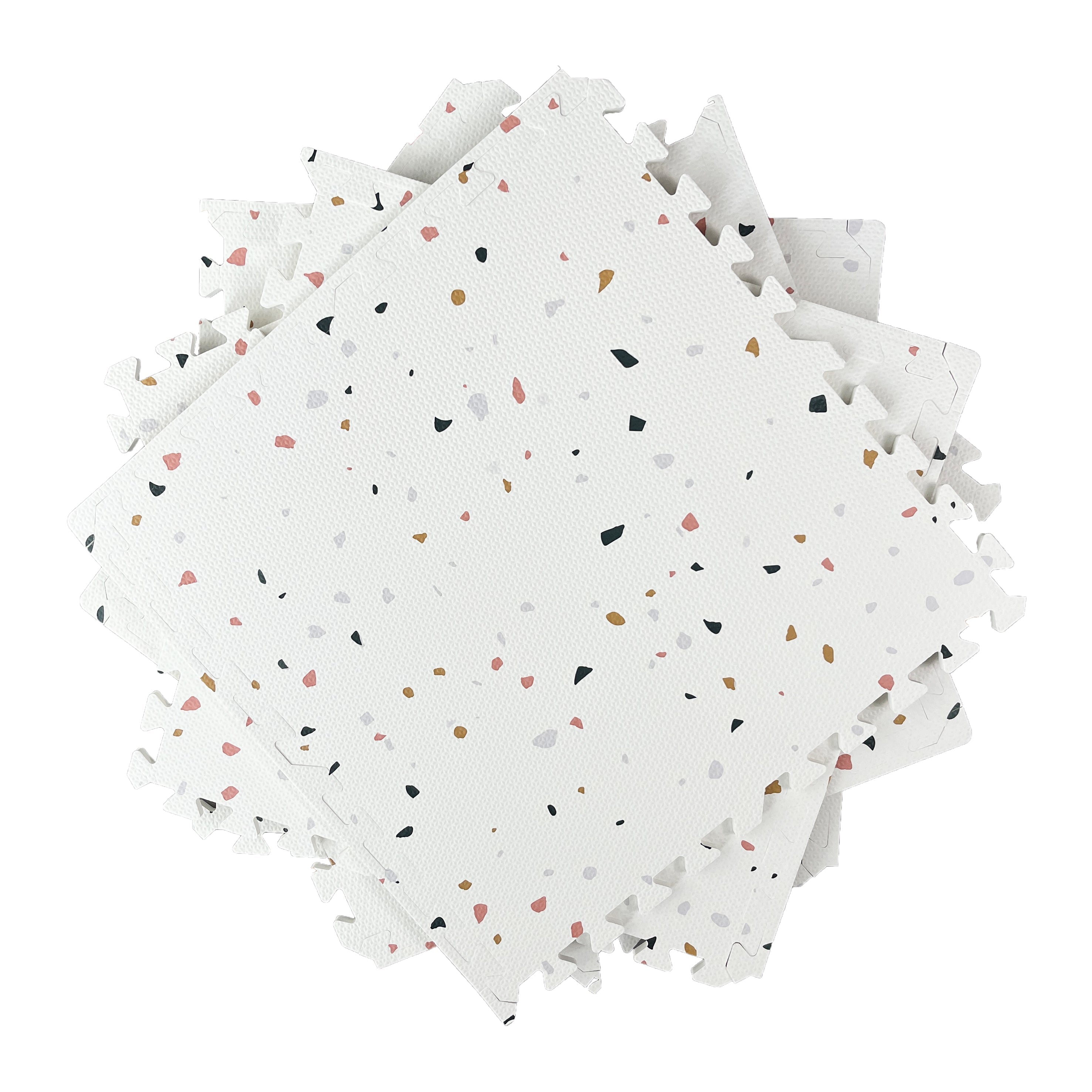 Piastrelle tappetino puzzle - Tema Terrazzo Bianco Design Mosaico in Pietra