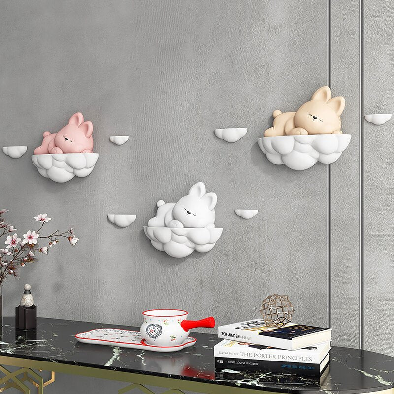 Rabbit on Clouds Three-dimensional Wall Decor for Kids Room