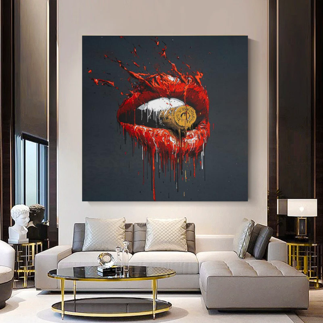 Red Lips Bullet Art Canvas – Abstract Wall Décor
