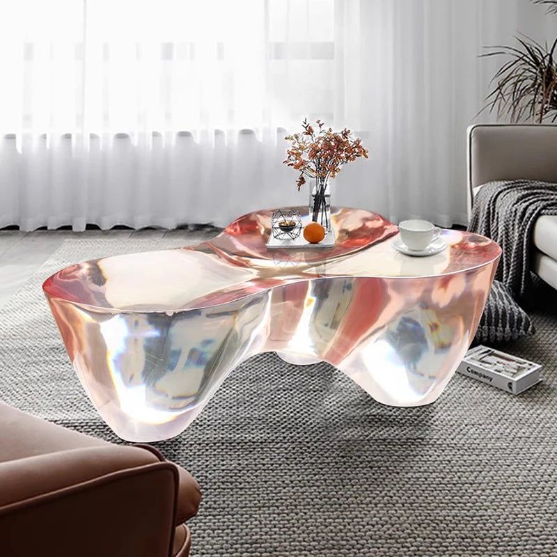 Resin Figurine Glass Coffee Table