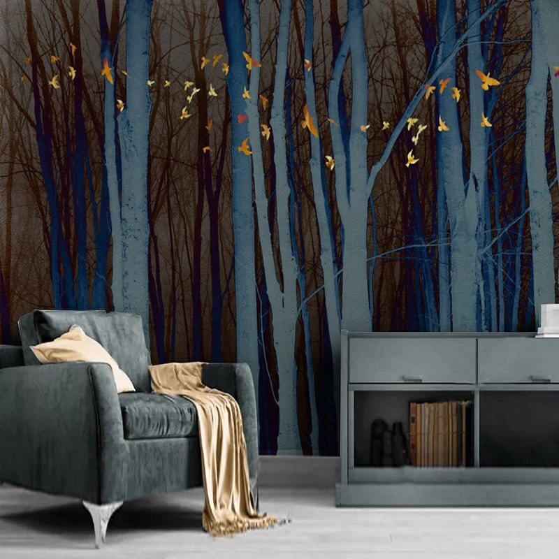 Retro Forest Wallpaper Mural - Transform Your Space