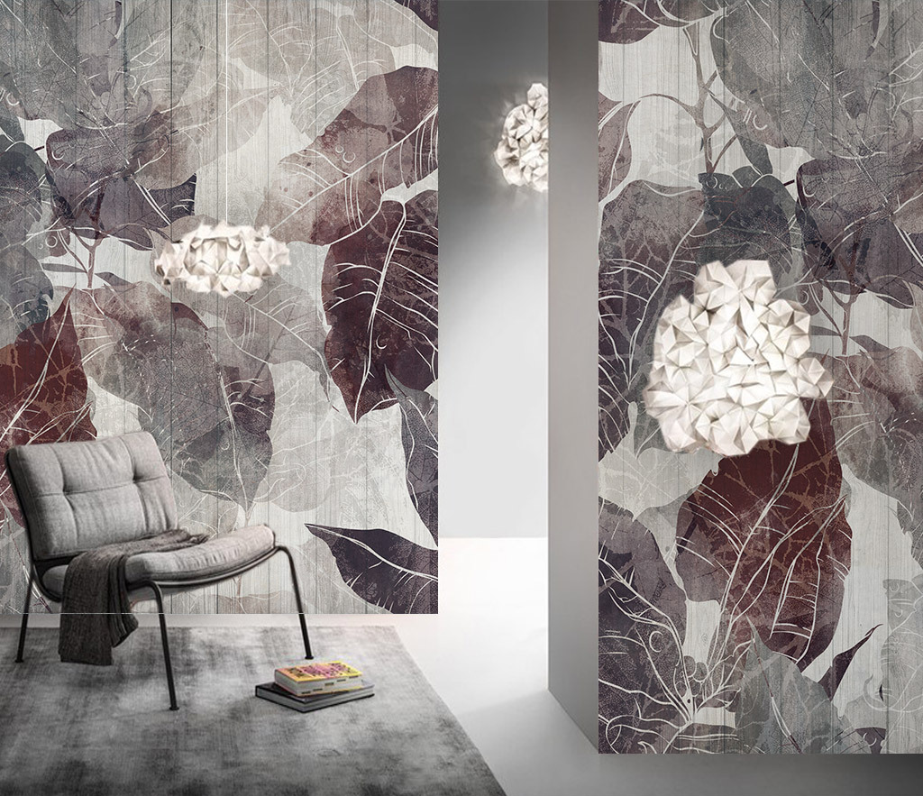 Retro Leaves Theme Romantic Wallpaper Murals