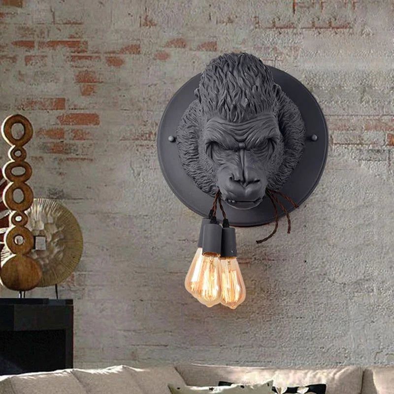 Retro Resin Gorilla Wall Lamp Decor