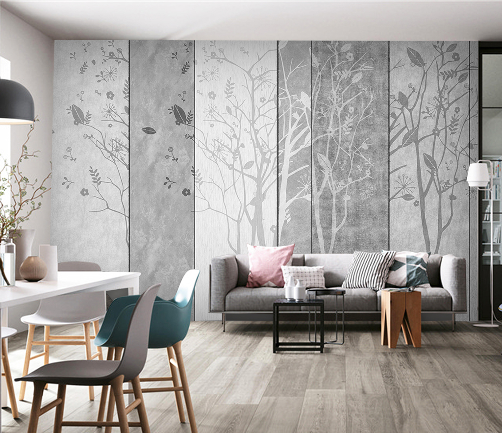 Retro Woods Theme Design Tree Planks Wallpaper Murals