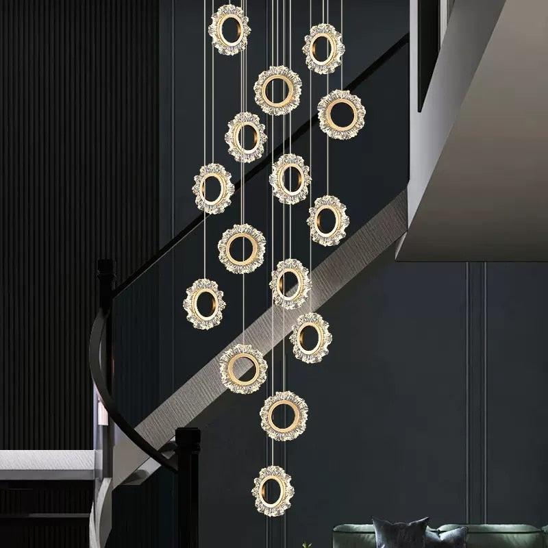 Rings LED Light Staircase Chandelier – Style Your Staircase