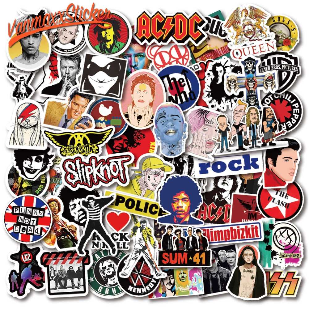 Singer Rock Band Stars Stickers Pack | Famous Bundle Stickers | Waterproof Bundle Stickers