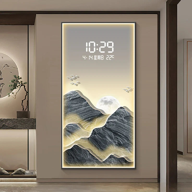 Digital Mountain Scenary Wall Clock