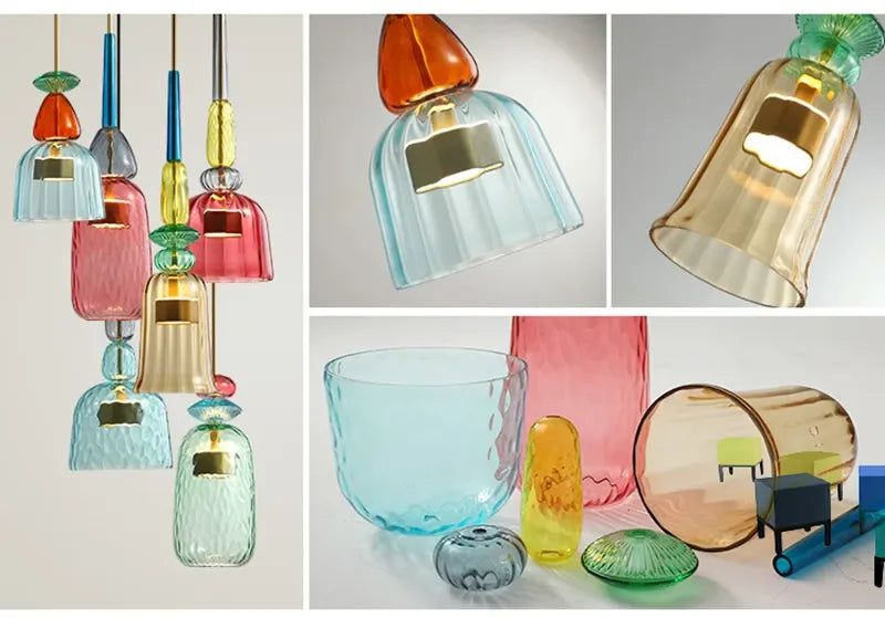 Colorful Glass LED Pendant Lights - Illuminate Your Space with Elegance