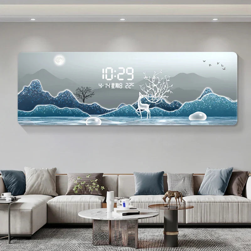 Mountains Silent Battery Digital Wall Clock