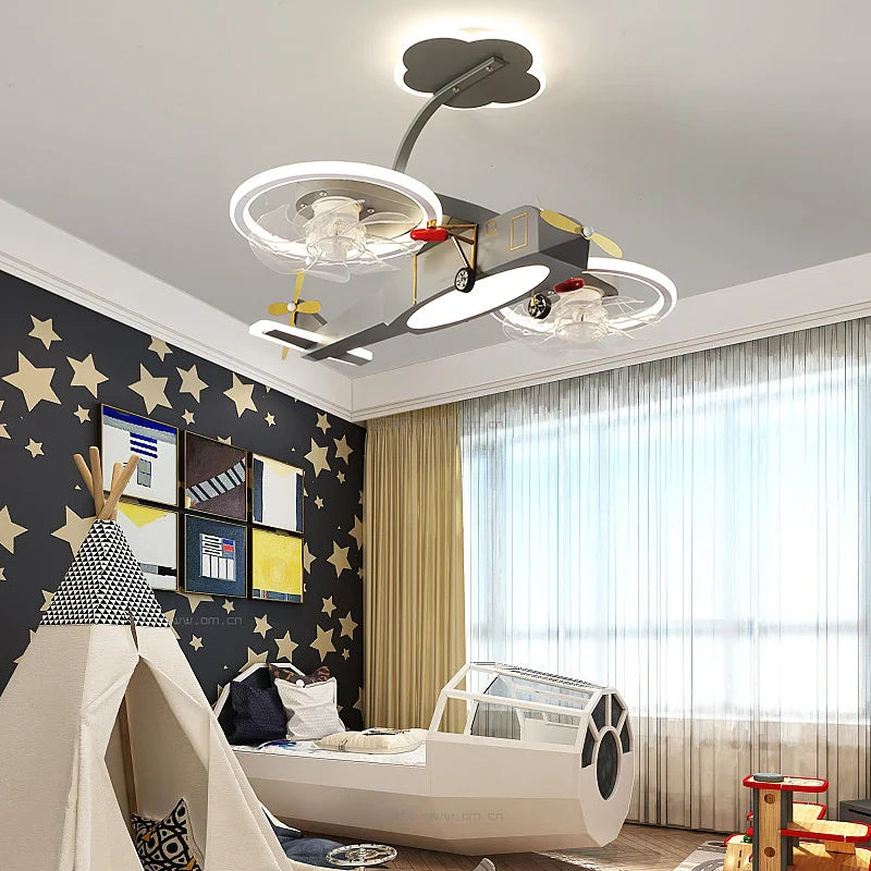 Airplane Fan Light for Kids Bedroom