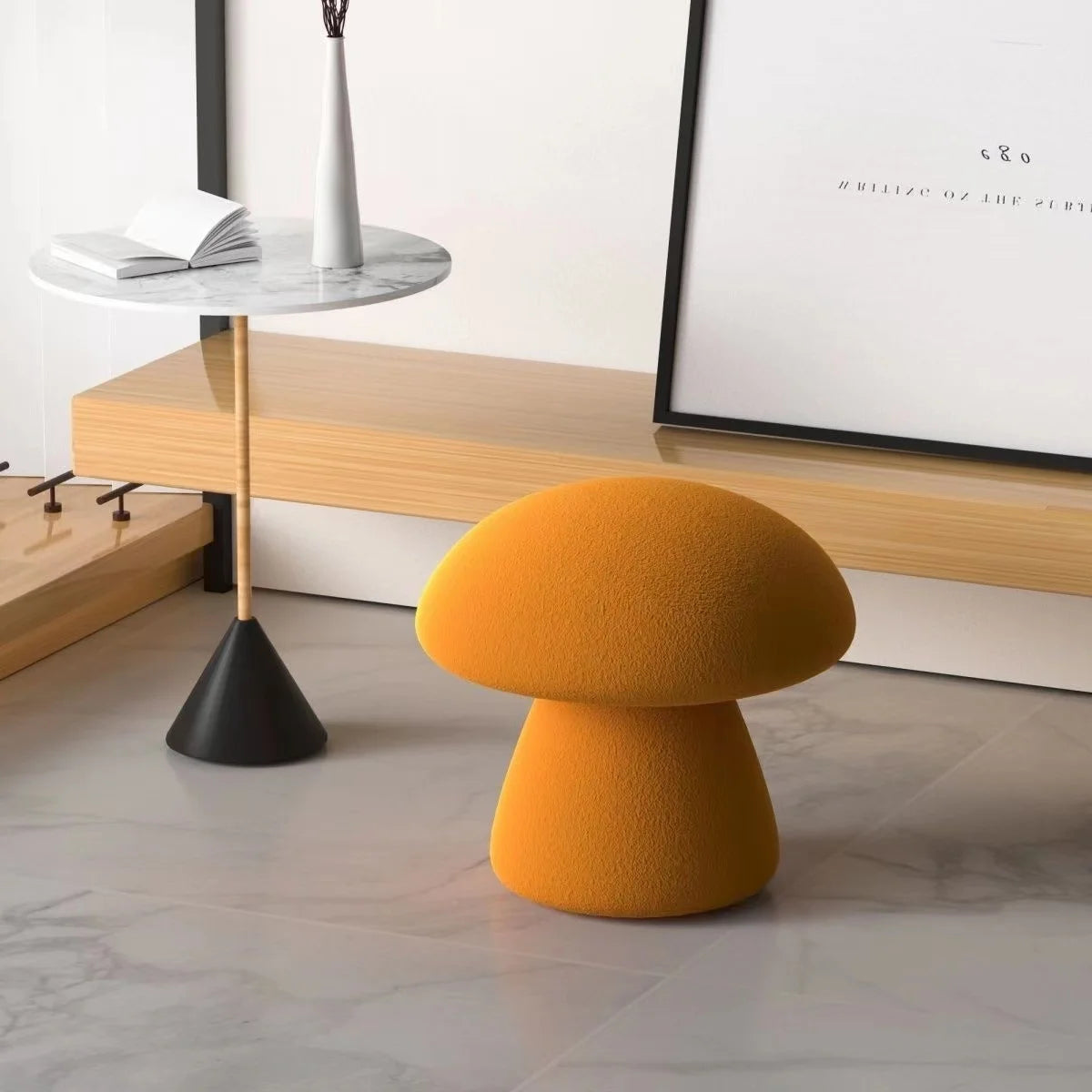 Pouf Mushroom Fleece Stool