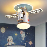 Satellite Earth Space Ship NASA LED Ceiling Lamp for Kids Room