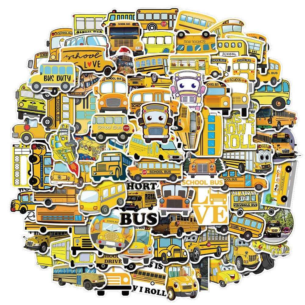 School Bus Stickers Pack | Famous Bundle Stickers | Waterproof Bundle Stickers