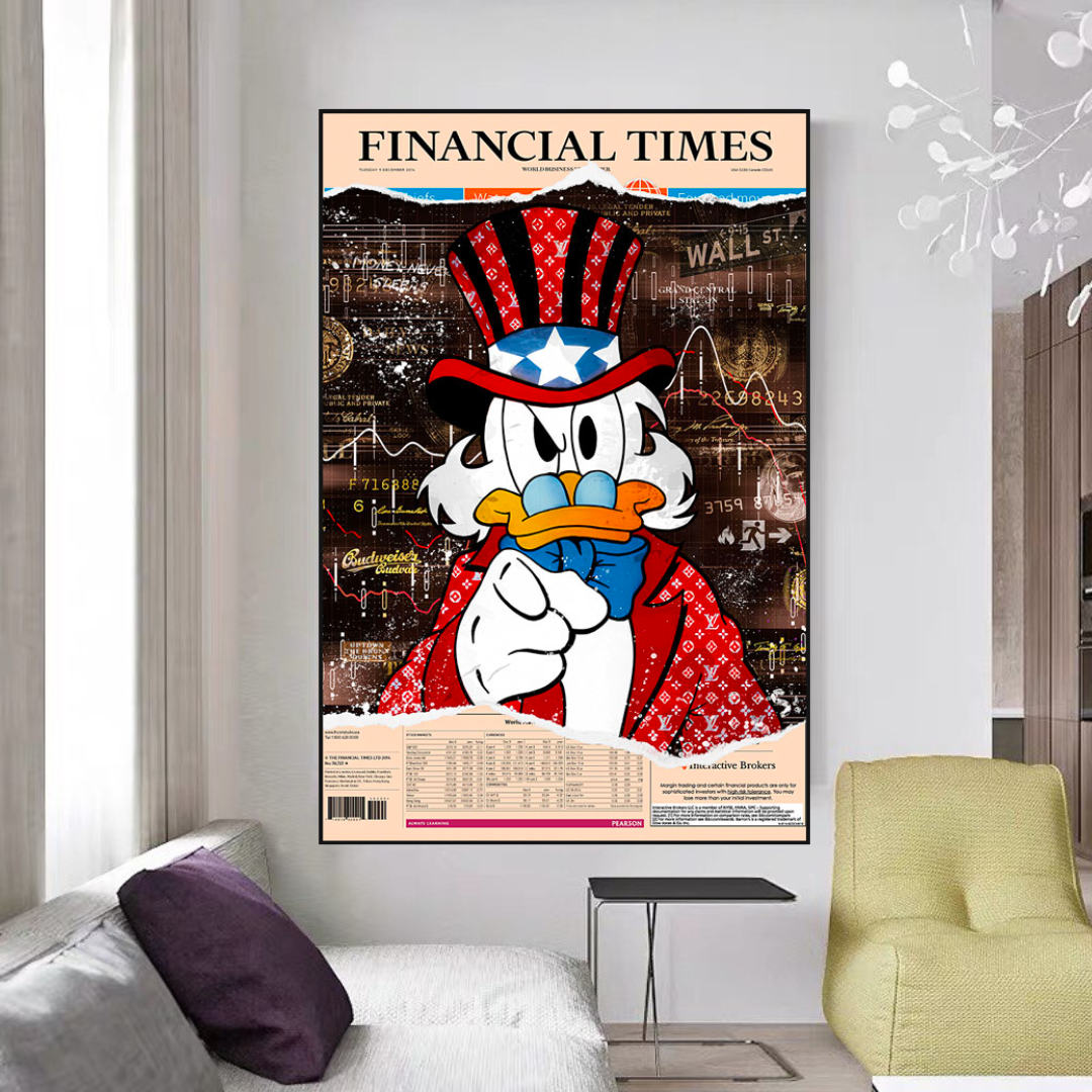 Scrooge McDuck Newspaper Canvas Wall Art