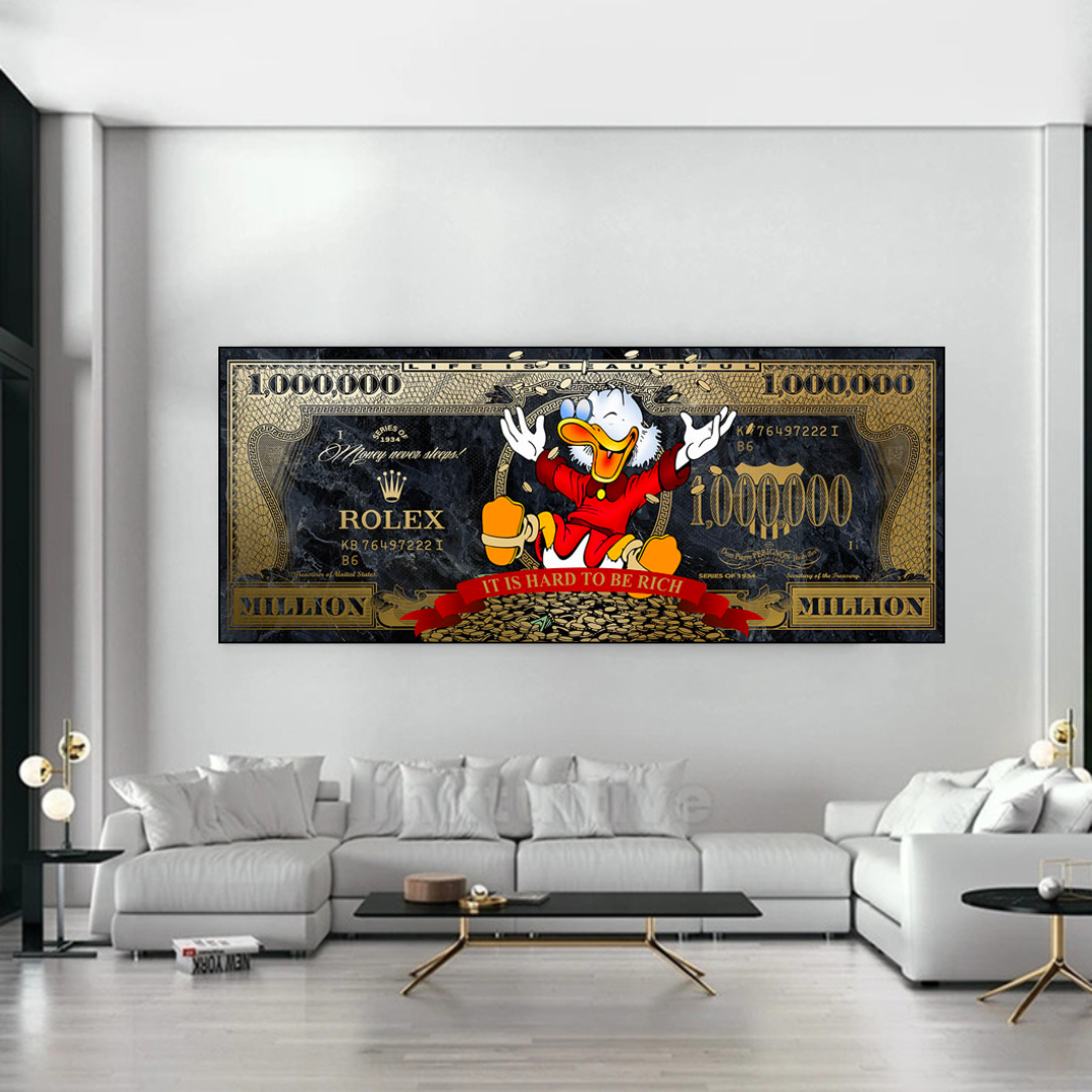 Scrooge McDuck One Million Dollar Canvas Wall Art