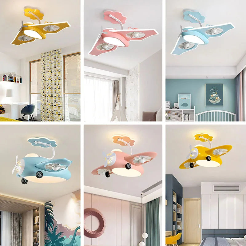 Plafonnier Avion avec Ventilateur pour Chambre d'Enfants