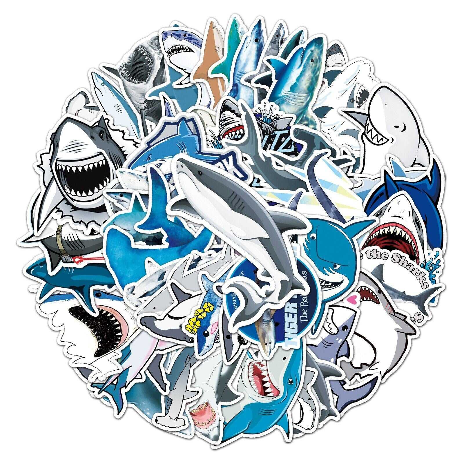 Shark Animal Stickers Pack | Famous Bundle Stickers | Waterproof Bundle Stickers