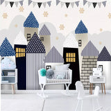 Solid Color Houses Theme Nursery Wallpaper