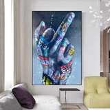 Street Art Middle Finger Gesture Canvas Wall Art