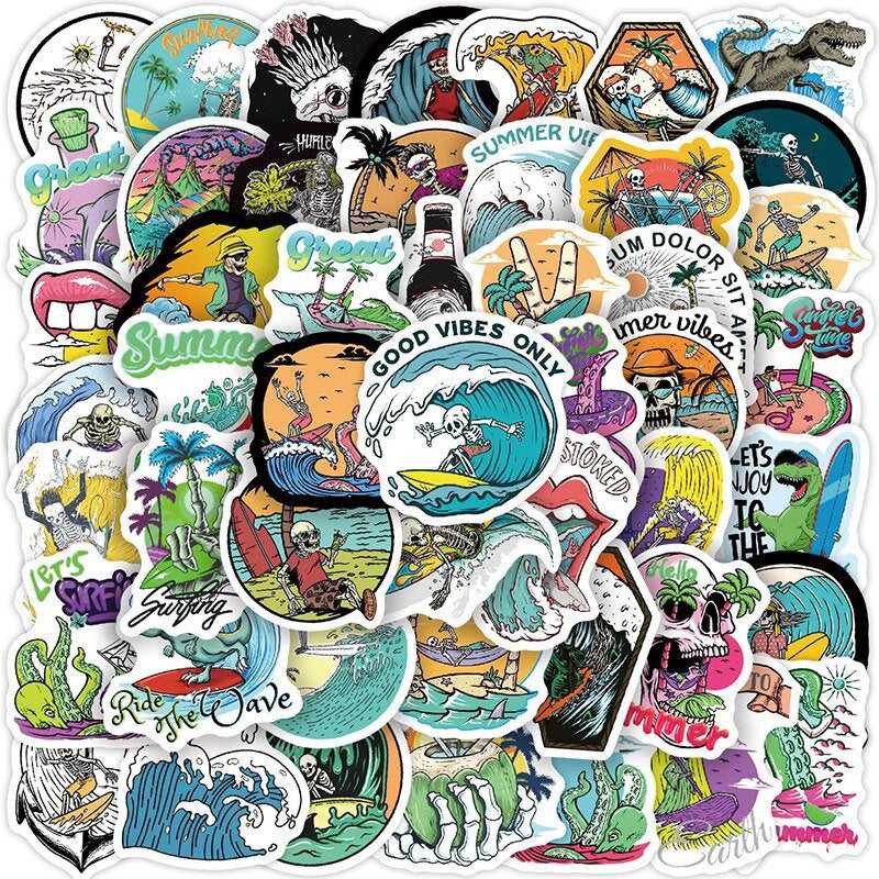 Summer Beach Skull Stickers – Add a Spooky Twist