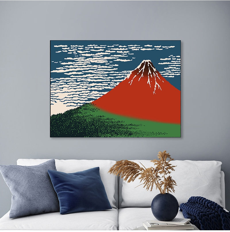 The Great Volcano of Kanagawa Japanese Art Canvas Wall Art