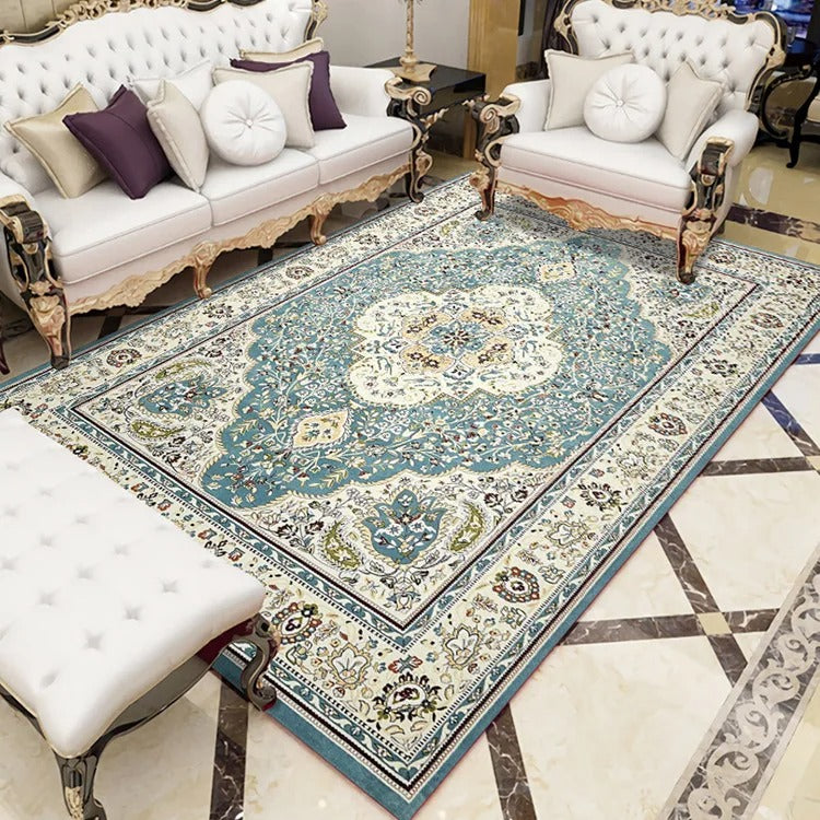 Traditional Persian Off White & Sea Green Luxury Rug